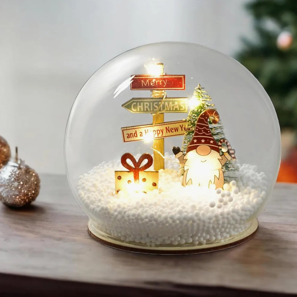 Big snow globe christmas on table